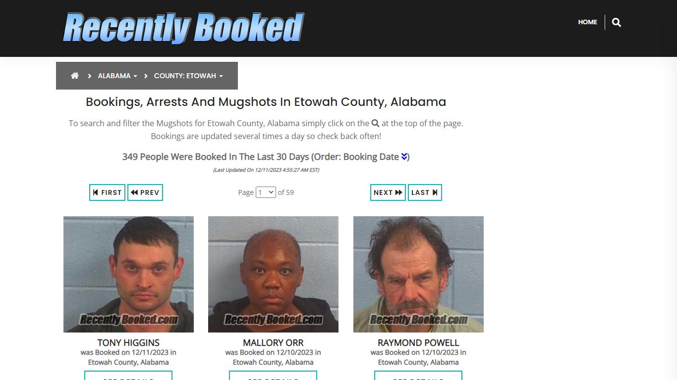 Bookings, Arrests and Mugshots in Etowah County, Alabama - Recently Booked
